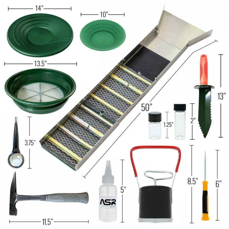 ASR Outdoor Deluxe Gold Panning Kit Sluice Box with 1/2
