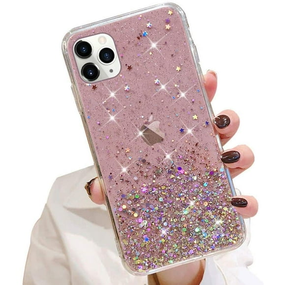 Girls Case for iPhone 11 Glitter Case Shiny Sparkle Bling Bling Case for Girls Women Clear Soft TPU Bumper Silicone Protective Case Cover for iPhone 11, Pink
