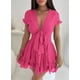 thumbnail image 2 of Vestido PRETTYGARDEN 2025 Mini con Escote en V y Manga Corta Rosa Rojo Talla M, 2 of 6