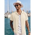 thumbnail image 4 of RICHCOIN Mens Linen Shirts Cuban Hawaiian Shirts Short Sleeve Button Down Casual Summer Beach Tops, 4 of 6