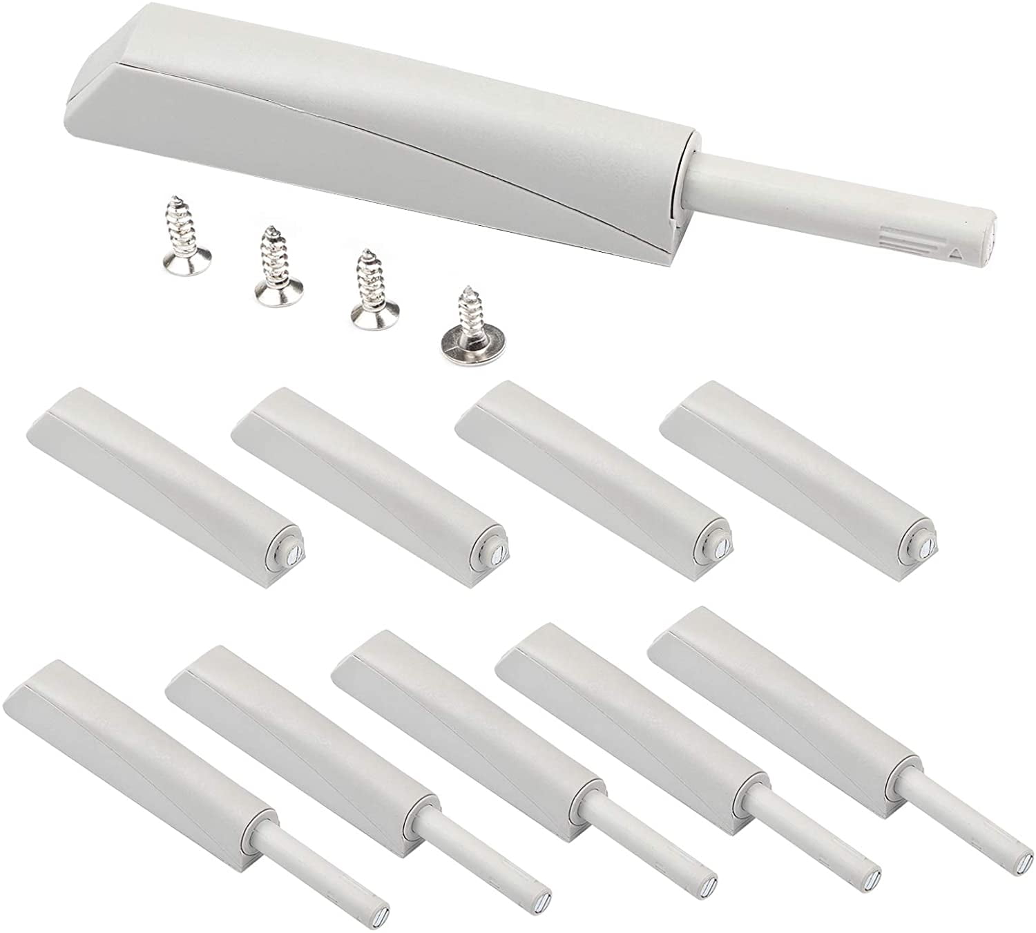 Push Open Latches for Drawers 10 Pack White Recessed