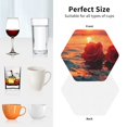 thumbnail image 6 of Honeii Romantic Roses Sunset Ocean Print Leather Coaster Set of 4, Ideal for Safeguarding Your Furniture from Drinks Spills and Effortless Cleanup-Hexagon, 6 of 6