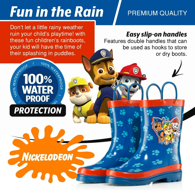 Nickelodeon Little Paw Patrol Toddlers Blue Waterproof Rubber Rain Boots Size 9