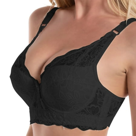 HZLPFO Women s 18 Hour Wireless Bra  Comfort-Strap Wireless Bra  Full-Coverage Bra Black 95D