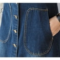 thumbnail image 6 of Leesechin Frocks for Women Summer Ladies Elegant Solid Denim Square Collar Buttons Pocket Sleeveless Sling Dress Strap Dress on, 6 of 7