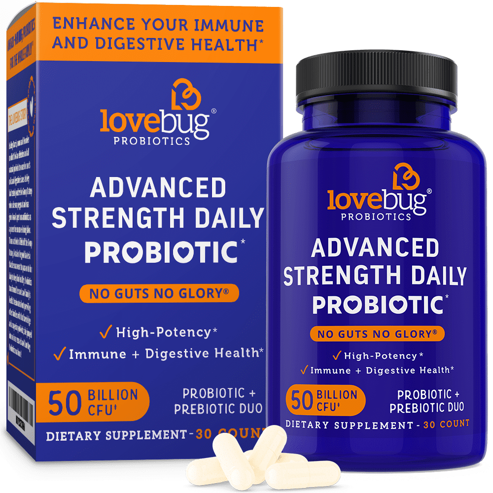 LoveBug Probiotics No Guts No Glory Advanced Strength Daily Probiotic, 30 Count