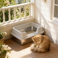 thumbnail image 6 of WLAGOOD High Wall Stainless Steel Kitty Litter Pan Semi-Enclosed Anti-Scatter Odor Control Non-Slip Scratch Proof Washable Litter Box for Large Cats - 19.7×13.8×8.7in, 6 of 6