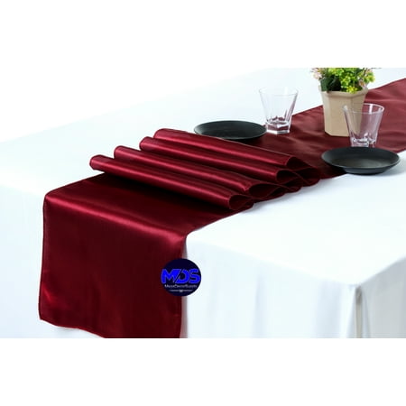 

MDS Pack of 15 Wedding 12 x 108 inch Satin Table Runner for Wedding Banquet Decoration -maroon