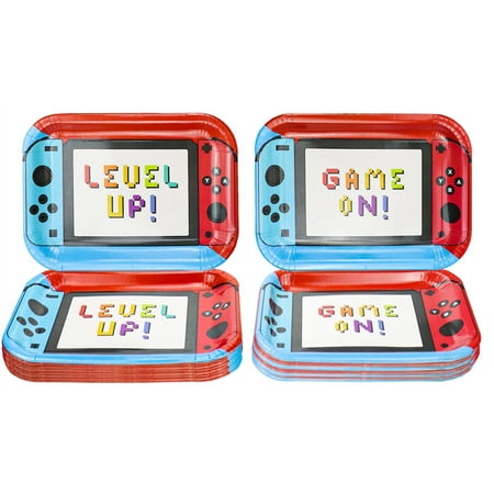 Hegbolke 80Pcs 11 Inches Game Controller Birthday Party Plates - Video Game Birthday Party Decorations for Boys Gamer Gaming Party Supplies