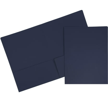 JAM Paper Matte Two Pocket Folders, Navy Blue, 100/Pack