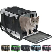 GORILLA GRIP Cat Carrier Portable Dog Kennel Up to 15 Lbs, Airline Pet Travel Bag, Gray