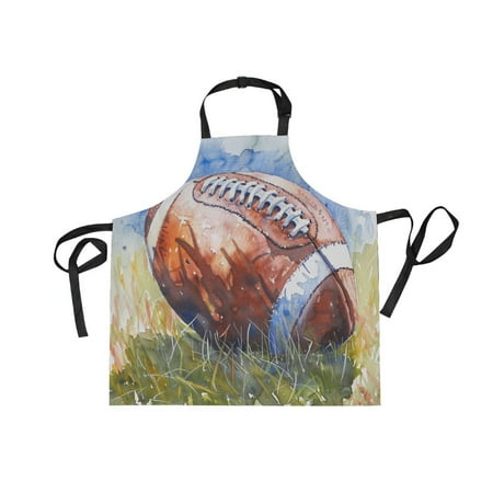 

JSTEL American Football Watercolour Apron with 2 Pockets for Women Men Adjustable Garden Bib