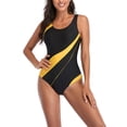 thumbnail image 5 of Women's One Piece Swimsuit Fashion Sports Solid Color with Removable Bra Pads No Underwire for Beach Swimming Vacation,Yellow,S, 5 of 9