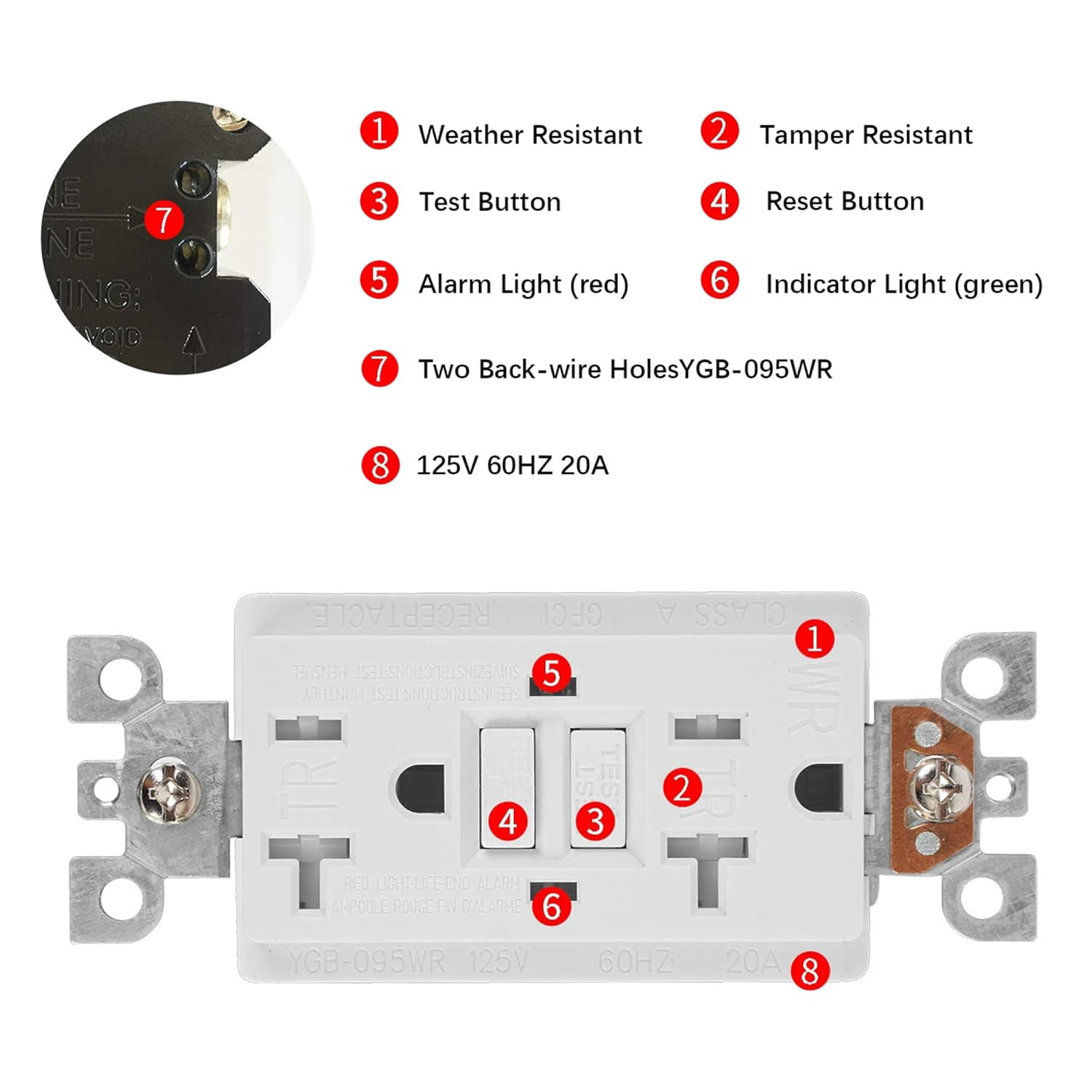 10 Pack GFCI Outlet 20Amp:125V Self-Test Receptacle,Indoor and Outdoor Outlets with LED Indicator Lights,Ground Fault Circuit Interrupter,Tamper Resistant Weather Resistant with 1 GFCI Tester