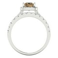 thumbnail image 4 of 2.01 ct Brilliant Princess Cut Champagne 18K White Gold Halo Solitaire with Accents Engagement Bridal Wedding Ring Band Set size 10.25, 4 of 7