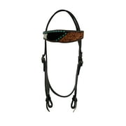 Showman Floral Tooled Cowhide Argentina Cow Leather Browband Headstall