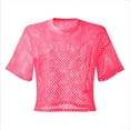 thumbnail image 3 of Ediodpoh Women's Fashion Sexy Mesh Covering Smock Solid Color Short Sleeved T Shirt T Shirts for Women Hot Pink M, 3 of 4