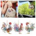 thumbnail image 1 of Cute Rooster Keychain Pendant Holiday Car Interior Keychain Pendant Backpack Pendant Hanging Window Christmas Decorations round Stained Glass Window Panel Rear View Swinging Animal Stained Glass for, 1 of 3
