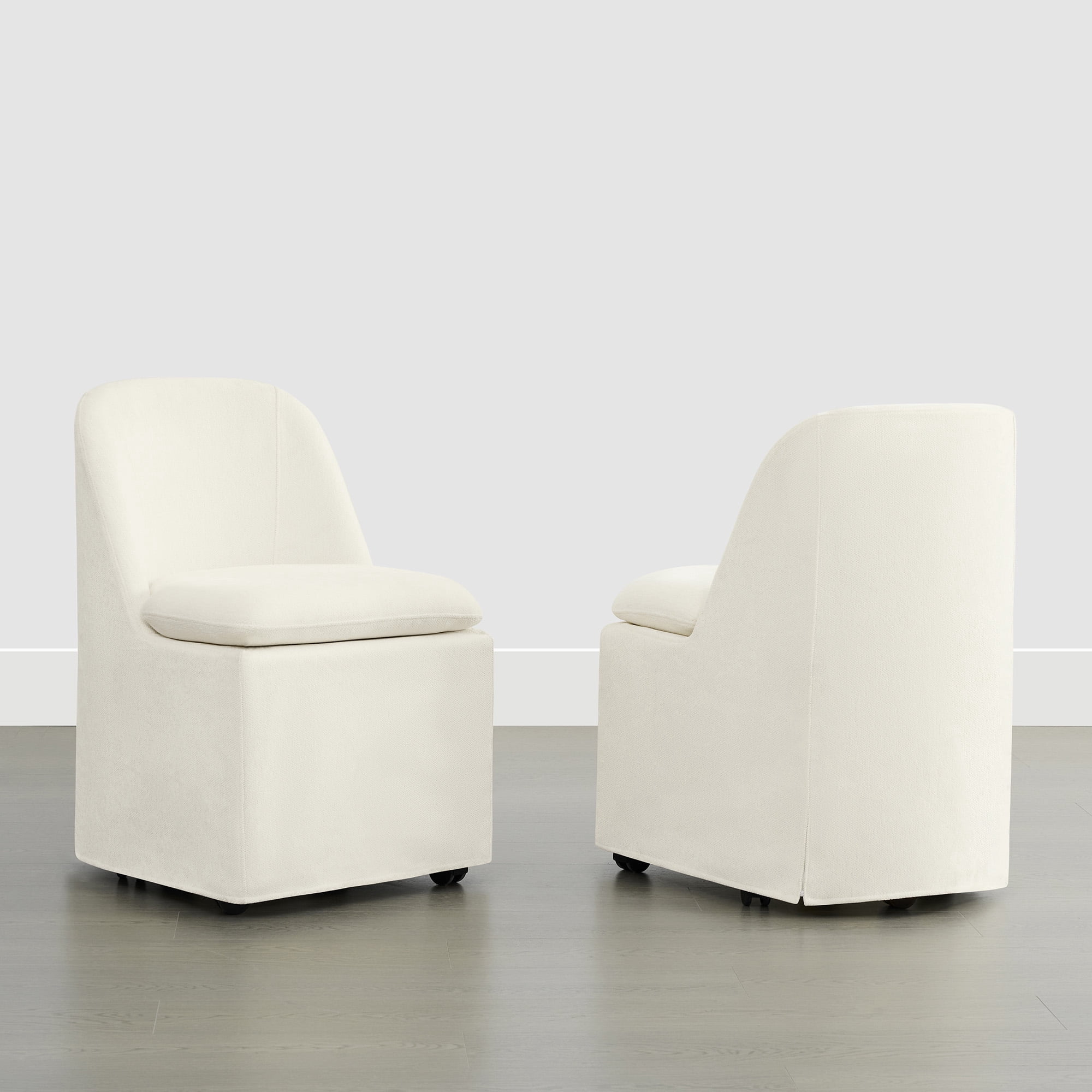 Spruce & Spring Slipcover Dining Chair with Upholstery and Hidden Casters Set of 2, Linen