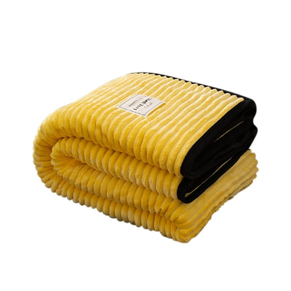 Couverture en Velours Jaune Épaissie à Couleurs Contrastantes, Enveloppante, Ultra Douce et Confortable pour la Sieste, Couverture à la Mode en Molleton de Lait, Taille 47.2X78.7 Po, 100 % Polyester, Déco Maison