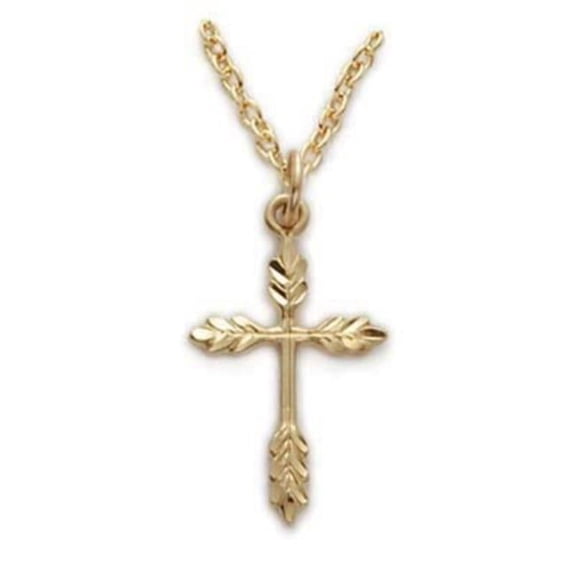Mcvan J9250 18 in. Chain Gold Over Sterling Silver Wheat Cross Boxed