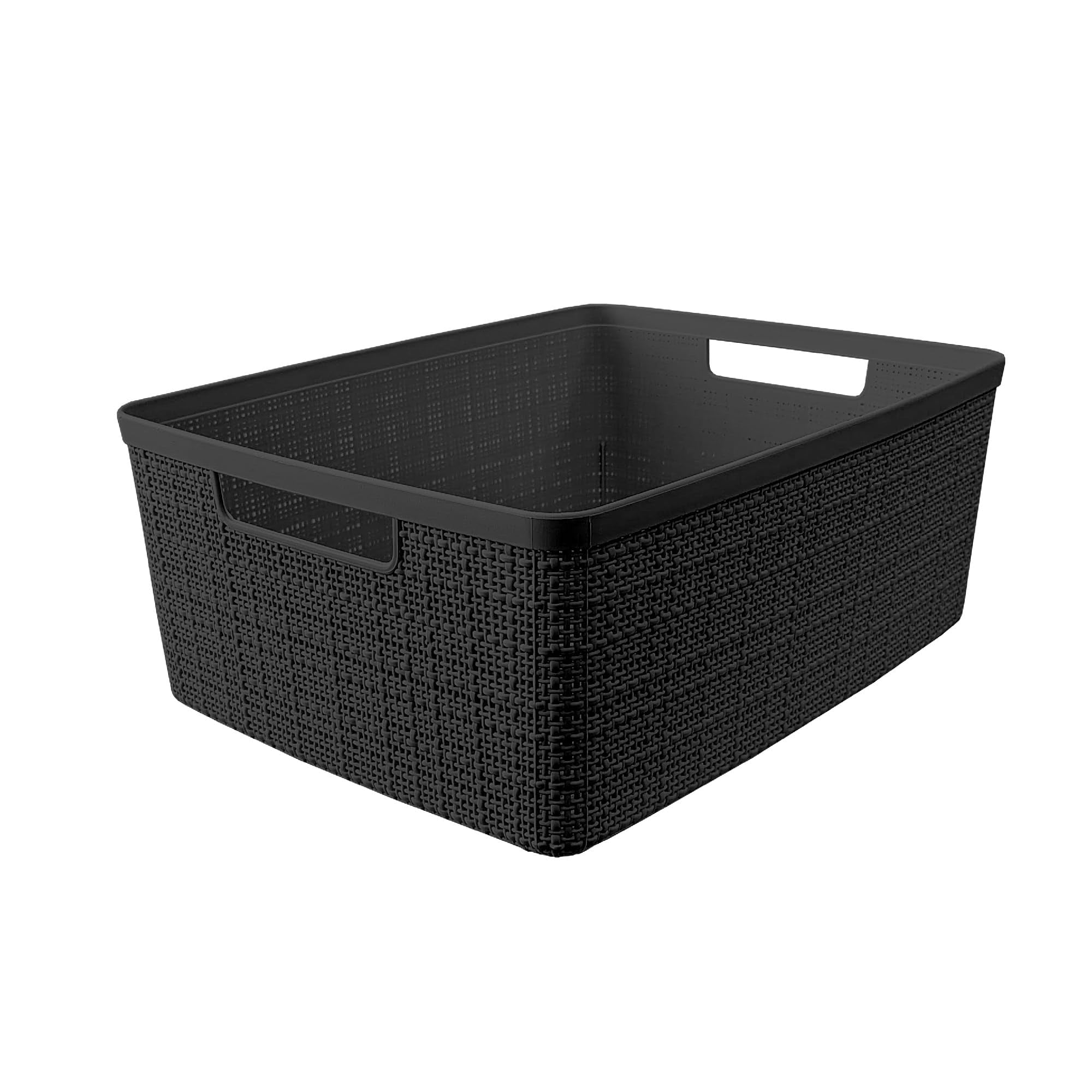 Set of 6 Medium 12L Jute Decorative Storage Baskets for Home Office Closet Kitchen Pantry Bedroom Organization and Essentials Black