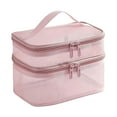 thumbnail image 3 of Makeup Cosmetic Bag Container Waterproof Double Zipper PU TPU for Toiletries Pink, 3 of 8