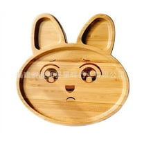 Jiyike Bamboo Easter Bunny Candy Dish Serving Tray Rabbit Shaped Wooden Charcuterie Platters Appetizer Tray Easter Table Decorations Supplies
