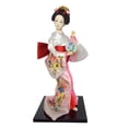 thumbnail image 2 of Figura coleccionable de geisha japonesa de 12 pulgadas, muñeca oriental, estatua artesanal de niña. Blanco y rosa, 2 of 9
