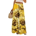 thumbnail image 2 of PEXLYCLU Boho Pants, Lounge Pants Women, Womens Lounge Pants, Boho Wide Leg Pants for Women Flowy Drawstring Floral Palazzo Pants Baggy Tropical Hawaiian Pull On Beach Pant, Earthy Yellow 2XL, 2 of 8
