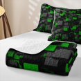 thumbnail image 4 of Homewish Modern Geometric Quilt Full,Black Green Checkered Full Bedspread Sets,3pcs, 4 of 7