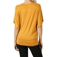 thumbnail image 3 of TheLovely Women & Plus Round Neck Woven Boat Neck Rolled Short Sleeve Blouse Top, 3 of 3
