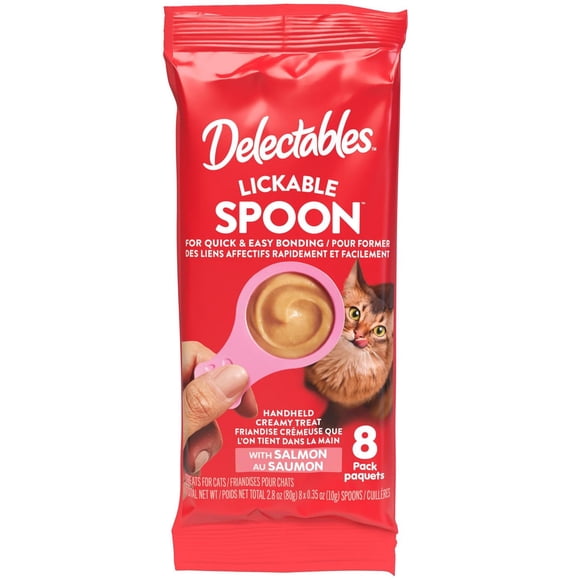 Friandises humides pour chat Delectables Lickable Spoon au saumon (8 sachets)