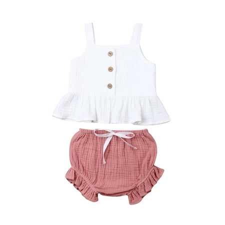 

Toddler Kid Baby Girl Ruffle Sling Top Short Pants 2PCS Outfit Clothes Summer