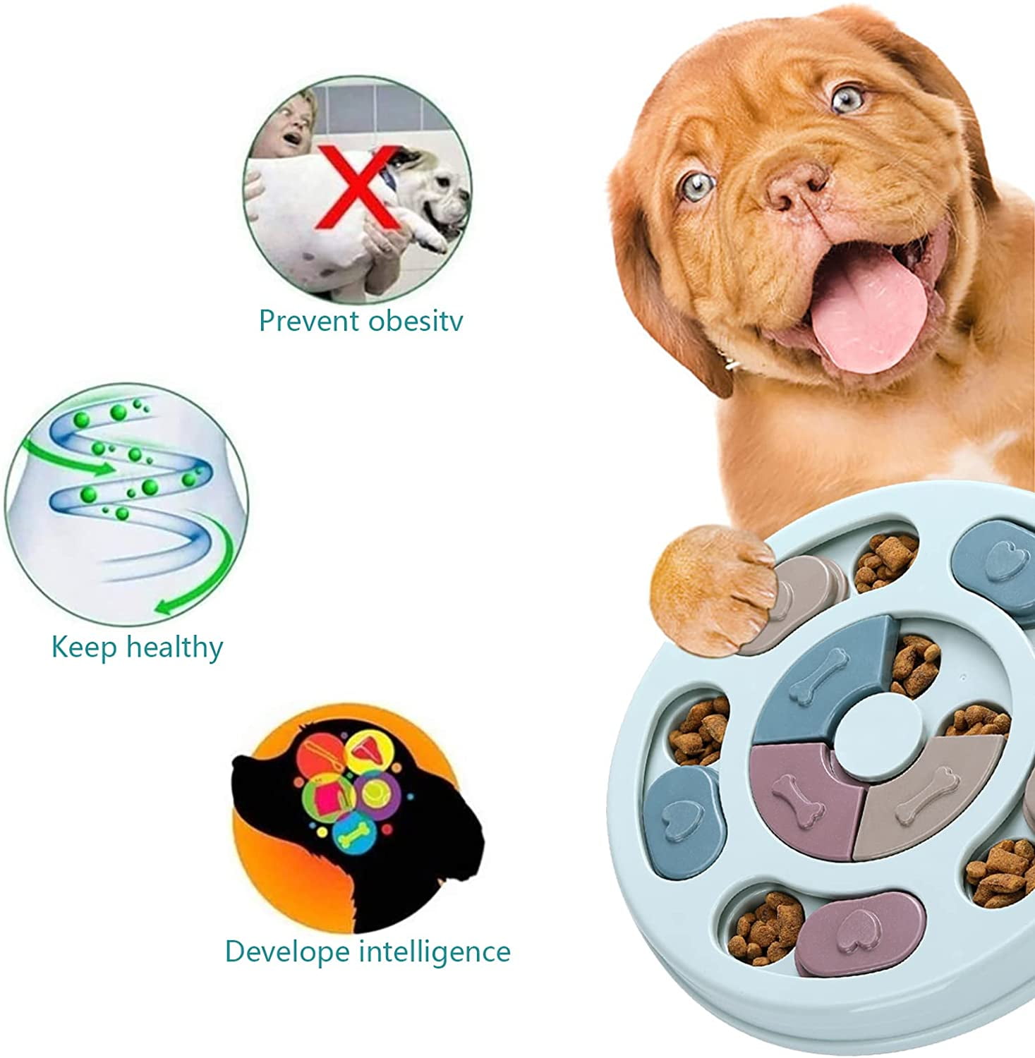 Dog Slow Feeder Puzzle Toy Interactive Dog Treat Puzzle Feeder for Mental Stimulation IQ Training Dog Enrichment Toy for Small Medium Large Dogs