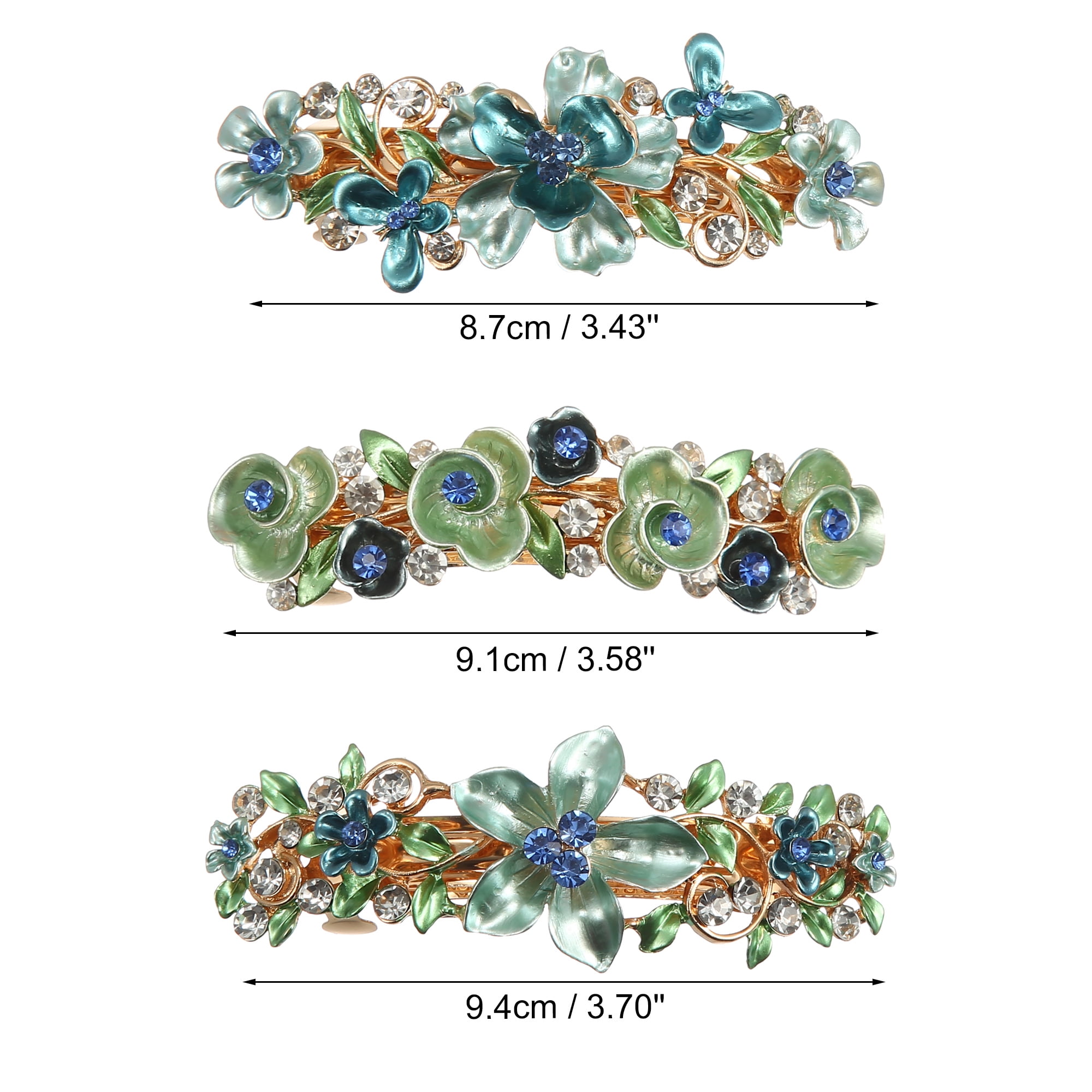 Unique Bargains 3Pcs Hair Clips Sparkly Rhinestones Hairpin Blue