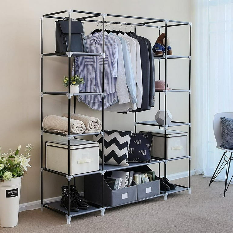 Ktaxon 69-Inch Portable Clothes Closet, Gray, Fabric Cover