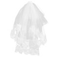 thumbnail image 1 of Miangastore White Tulle Lace Veil for Wedding or Communion with Crown and Two Layers Design 70 Characters, 1 of 8