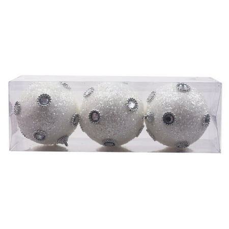 

SunHLX 3/6Pcs Christmas Balls Sequins Hanging Foam Reusable Fabric Wrapped Pendants for Festival Party