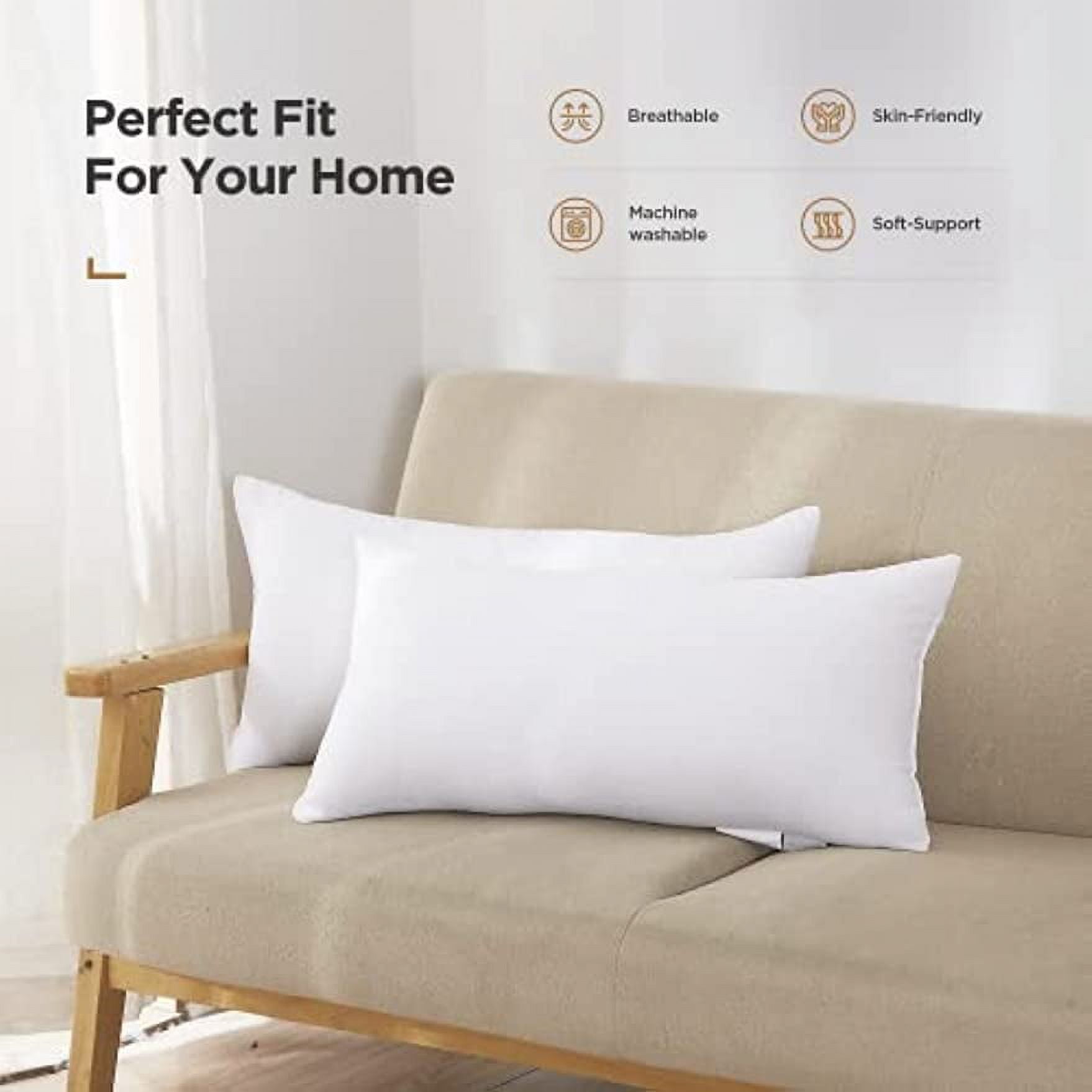 Throw Pillow Stuffer Inserts Decorative Rectangle Premium Sham Forms Cushion for Sofa Couch Chair, 12x24 Inch , White