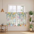 thumbnail image 2 of Easter Kitchen Curtains 54 Inch Length, Spring Rabbit Eggs Eucalyptus Leaves Floral Wood Tiers Curtains for Bathroom Bedroom Cafe, Light Filtering Small Window Treatment Drapes 2 Panels 42"Wx54"L, 2 of 8