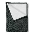 thumbnail image 2 of Dark Grey Soft Flannel Fleece Blanket, Medieval Folkloric Ornament Celtic Pattern Vintage Style Abstract Floral Circles, Cozy Plush for Indoor and Outdoor Use, 50" x 70", Black Grey, by Ambesonne, 2 of 5