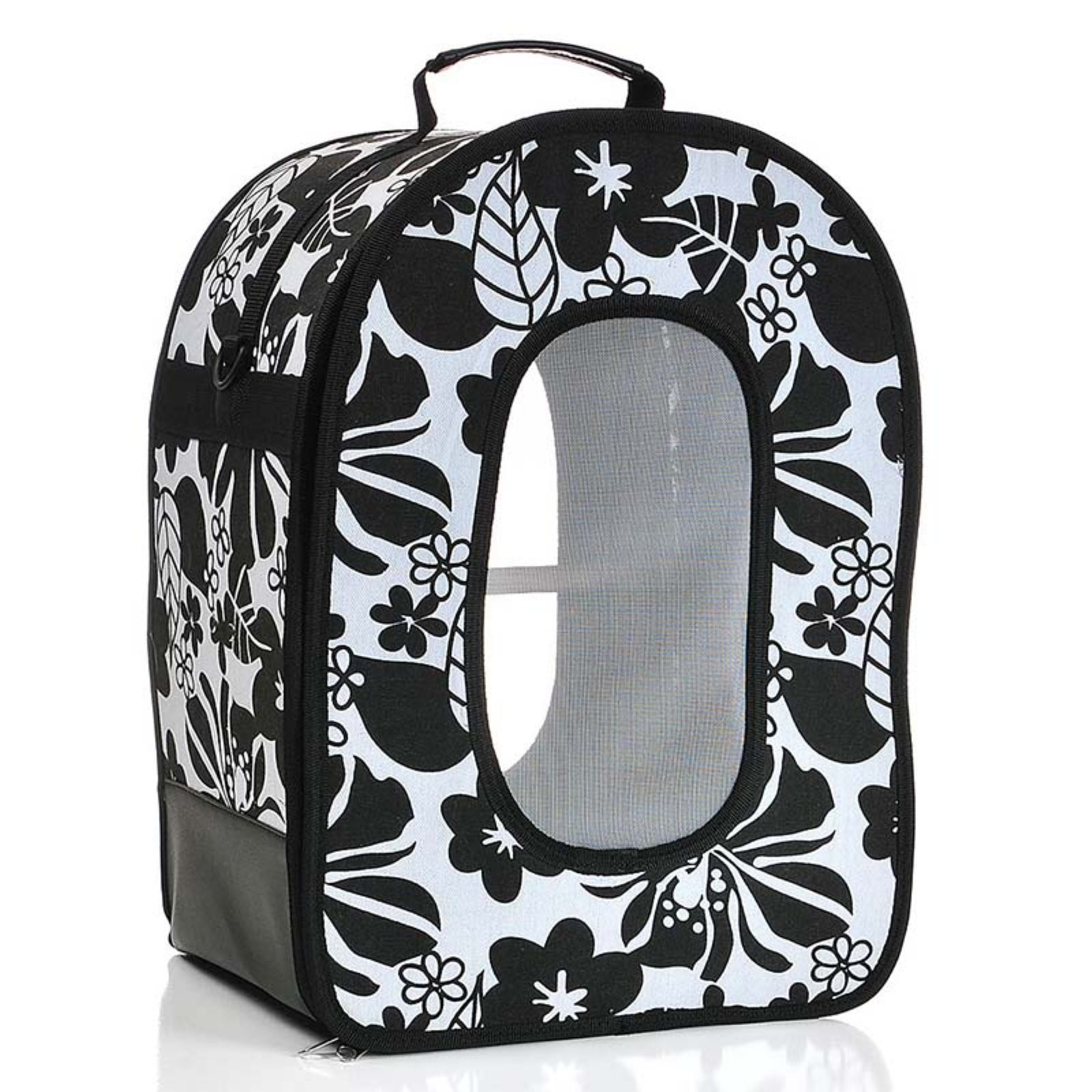 A&E Cage Small Soft-Sided Travel Bird Carrier with Removable Perch, Black, 14.5 lb Limit