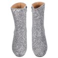 thumbnail image 3 of 1 par de botines de tacón alto con lentejuelas y punta puntiaguda para mujer con cremallera lateral, 3 of 5