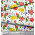 thumbnail image 2 of Soimoi Poly Georgette Fabric Daffodil,Tulip & Rose Floral Print Fabric by Yard 52 Inch Wide, 2 of 3