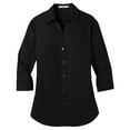 thumbnail image 4 of Yellow Rooster Women's Ladies 3/4-Sleeve Carefree Poplin Shirt Deep Black 3XL, 4 of 5