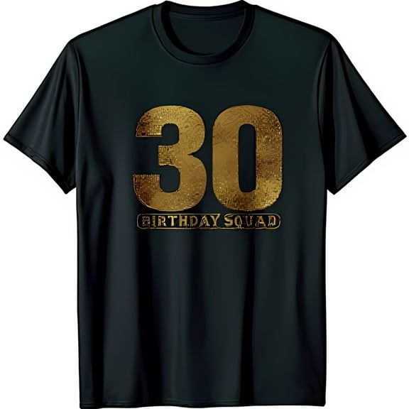 Stylish Black T-Shirt with Bold Chest Graphic for 30th Birthday Celebrations