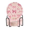 thumbnail image 2 of BZSMCE 6Pcs Drink Coasters With Holder 3.94Inch Pink Bowknot Pattern Creative Coil Coaster Coasters Colors Absorbent Coasters for Drinks Coasters Set Thicken Heat for Home Table, 2 of 7