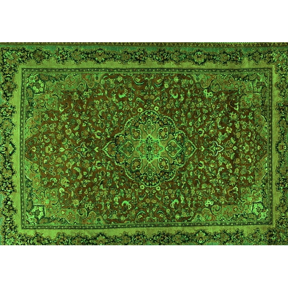 Ahgly Company Indoor Rectangle Persian Green Traditional Area Rugs, 7' x 10'