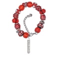 thumbnail image 2 of Delight Jewelry Silvertone Balance Bar Red Paw Print Bead Bracelet, 7"+2", 2 of 4